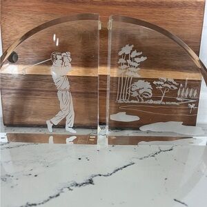 Vintage bookends Beverly Hills golf course etched perfect for Father’s Day